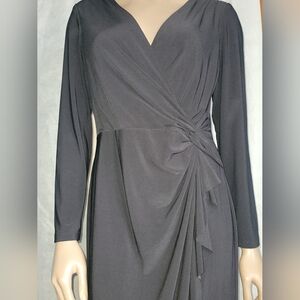 American Living Ruffled Faux Wrap Long Sleeved Dress